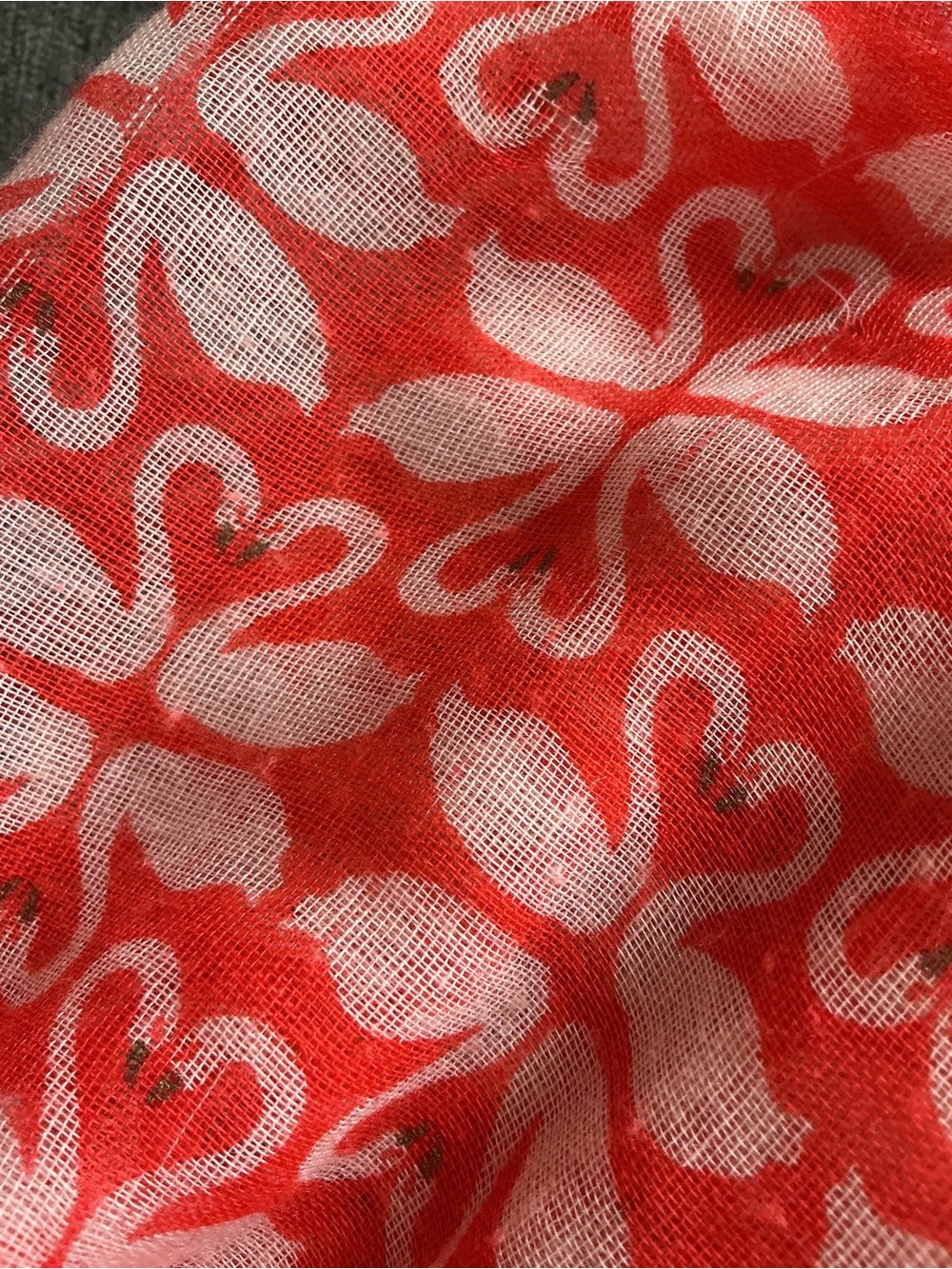 Orange and White Swan Heart Print Scarf